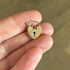 14k Gold Heart Padlock Charm